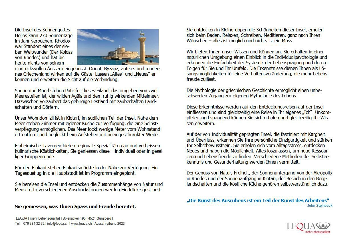 Beste Investition in dich selbst - Erlebnisferien auf Rhodos Herbst 2026