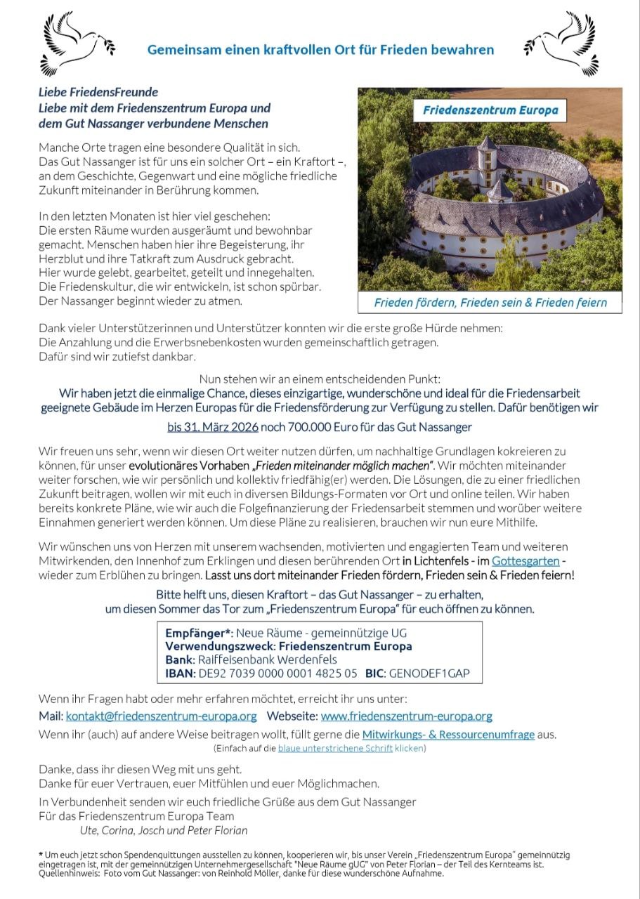Liebe FriedensFreunde