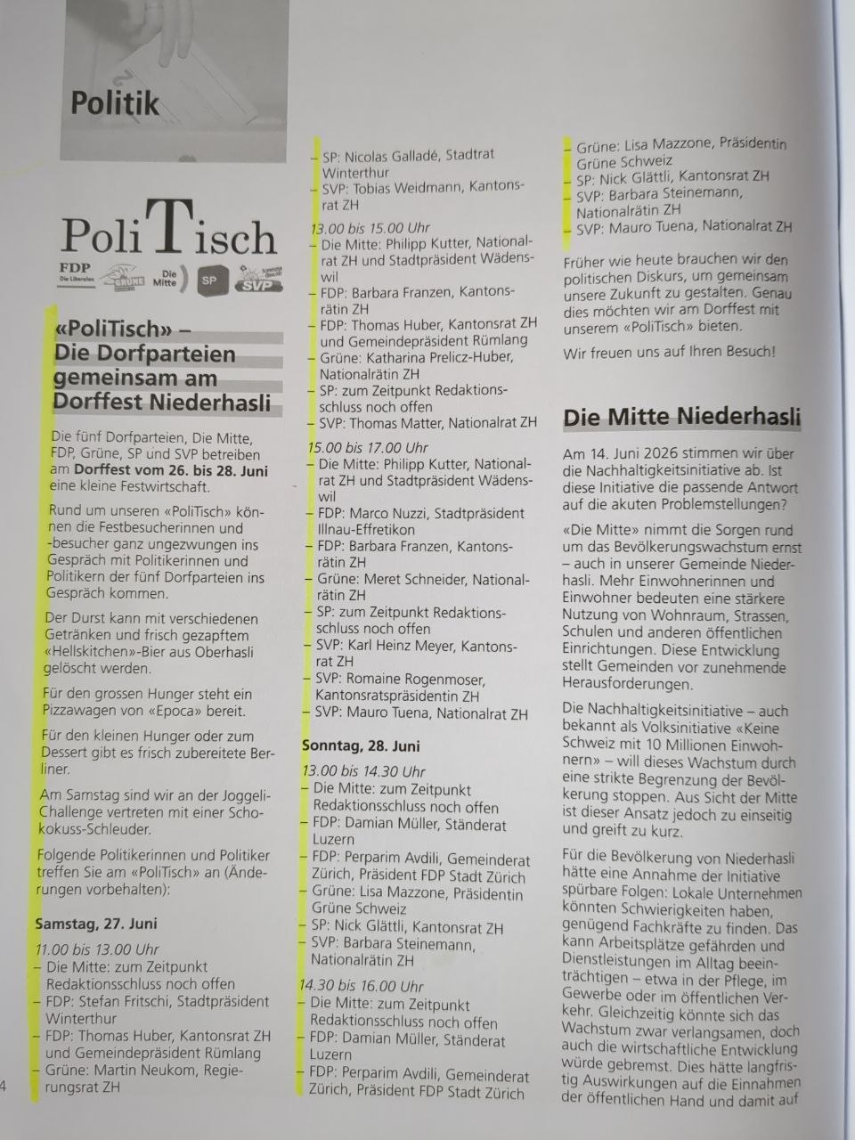 Parteien am Dorffest