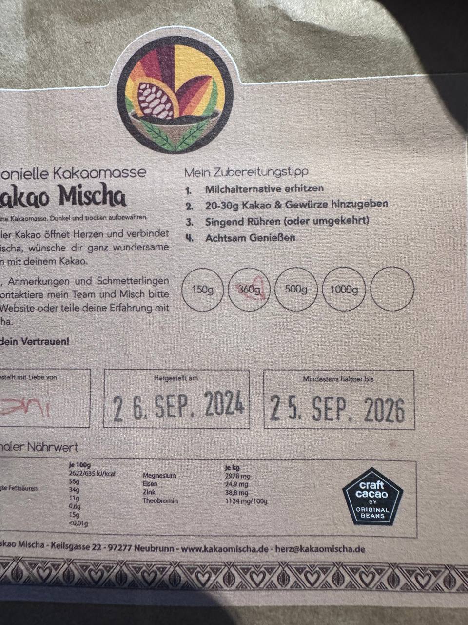 Ceremonial Cacao, ungeöffnet, zu verschenken. PN